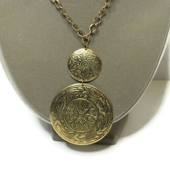 Medallion Necklace Chain Dangle Adjustable Choker - Picture 5 of 7